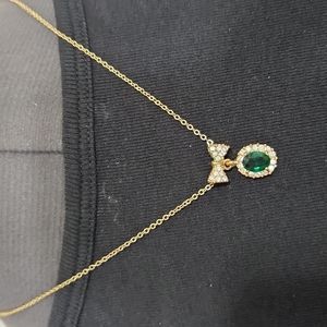 Fancy Green Stone & Crystal Necklace